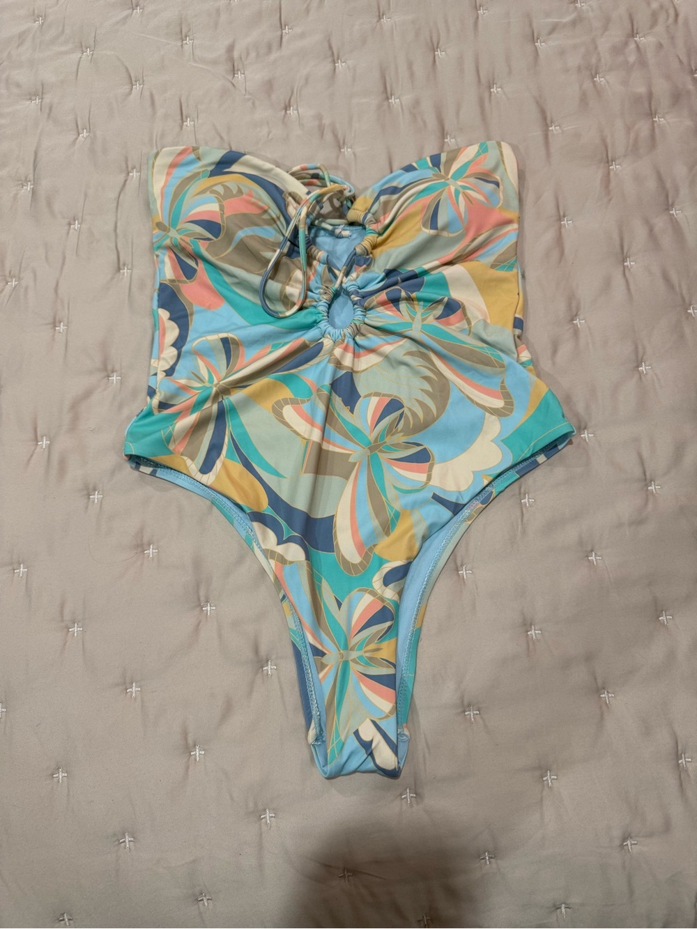 O'Neill Multicolor Floral Swirl One-Piece Swim Suit - Blue, Yellow, Pink, Green